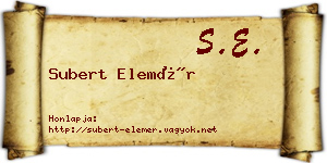 Subert Elemér névjegykártya